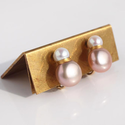 Sakura Pearl kintsugi [穿孔耳環]｜淡水珍珠 14kgf 正式和日常使用 第5張的照片