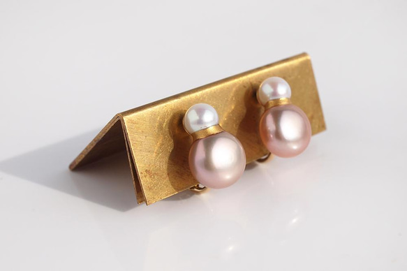 Sakura Pearl kintsugi [穿孔耳環]｜淡水珍珠 14kgf 正式和日常使用 第5張的照片
