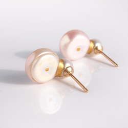 Sakura Pearl kintsugi [穿孔耳環]｜淡水珍珠 14kgf 正式和日常使用 第3張的照片