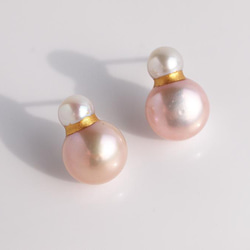 Sakura Pearl kintsugi [穿孔耳環]｜淡水珍珠 14kgf 正式和日常使用 第2張的照片