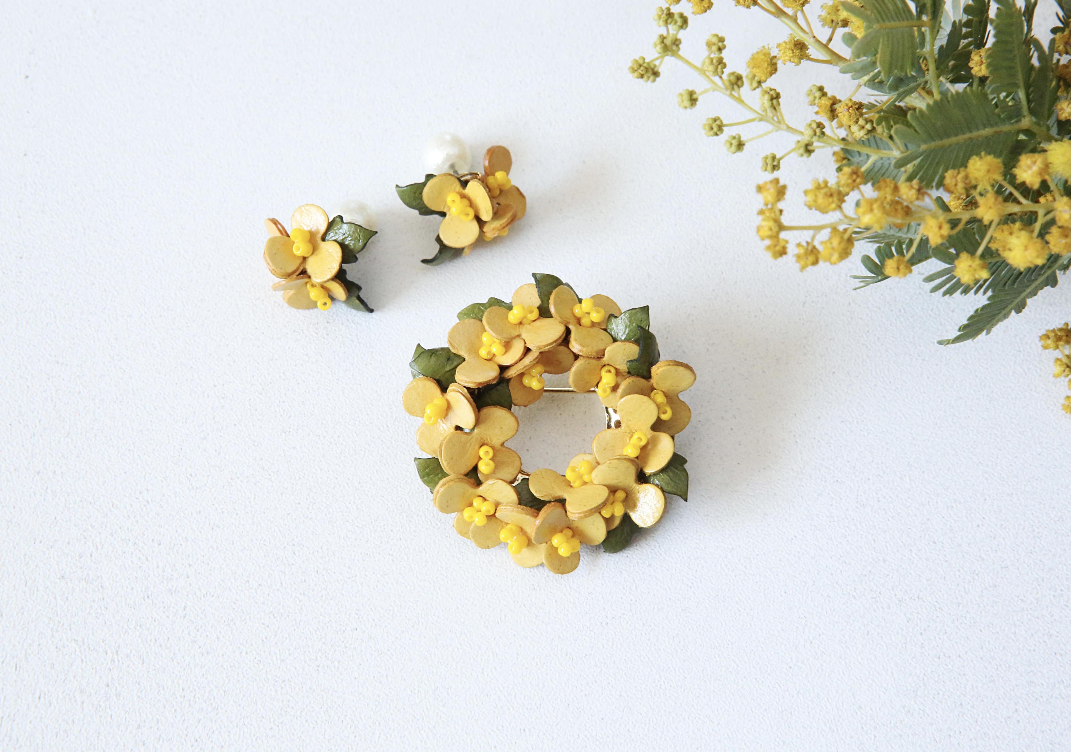 ブローチとしても使える秋のリース ハンドメイド