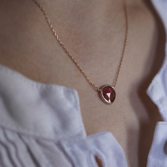 Garnet necklace [OP742K10YG] 第4張的照片