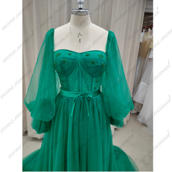 カラードレス ゆったり袖付き ウェディングドレス 結婚式 二次会 前撮りドレス 398 6枚目の画像