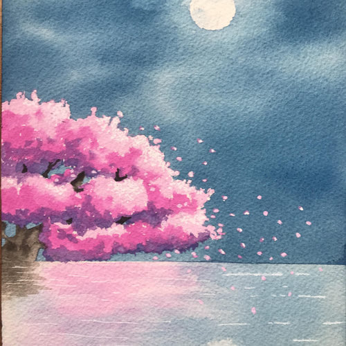 朧月と桜＊ 原画 送料無料 インテリア イラスト がちゃ 通販