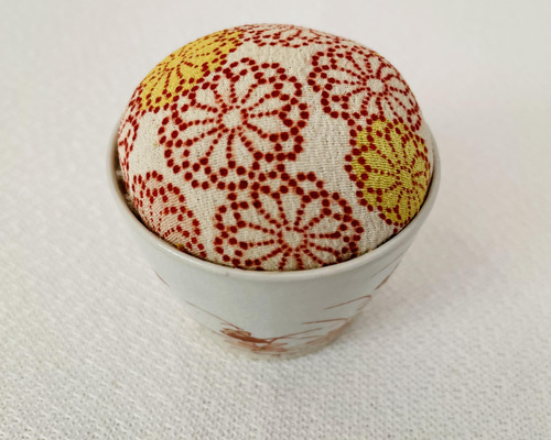 マグネット ピンクッション アンティーク 九谷焼 着物リメイク 陶器と