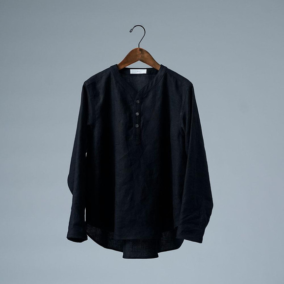 [wafu] 亞麻襯衫睡衣 / 黑色 t030e-bck1 第9張的照片