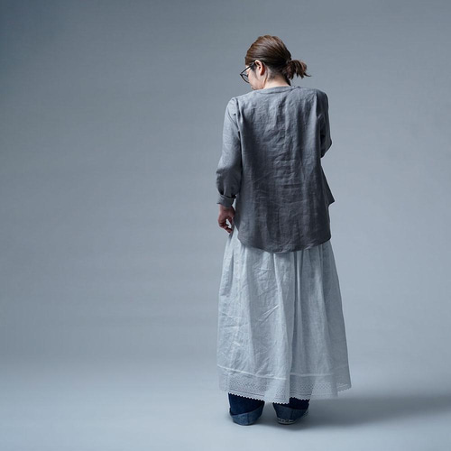 wafu】Linen Shirt スリーピングシャツ / 鈍色(にびいろ) t030e