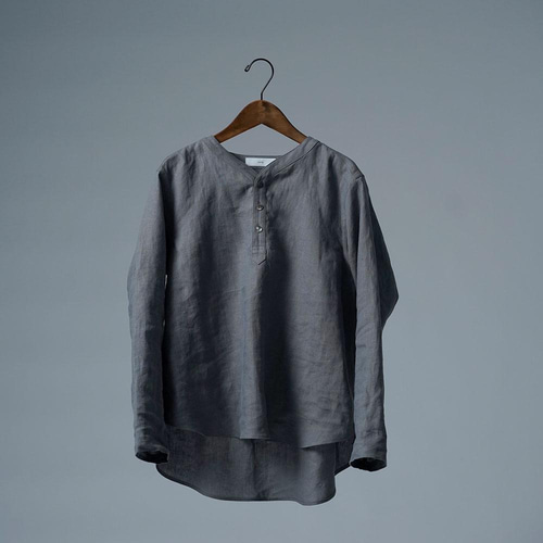 wafu】Linen Shirt スリーピングシャツ / 鈍色(にびいろ) t030e