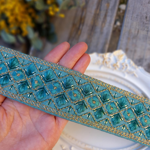 新色追加⭐インド刺繍リボンno.100 (ハンドメイド素材、25cm・インド製