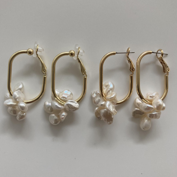 No.115 / 2wayケシパールピアス・イヤリング 天然パール ケシパール 