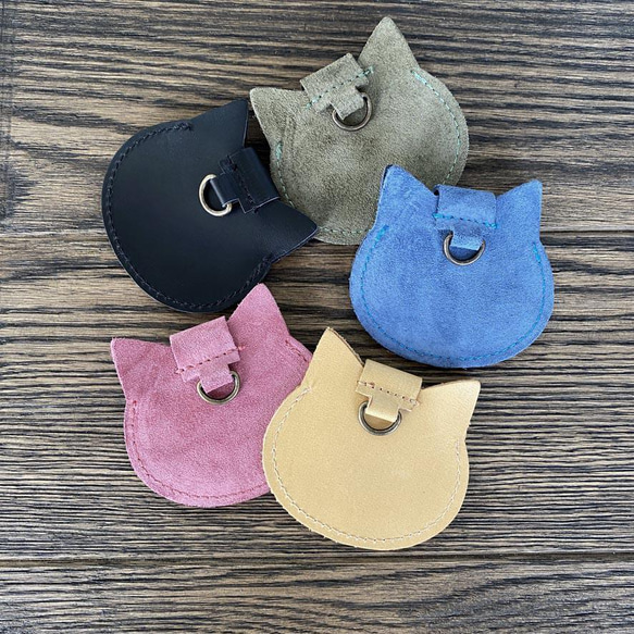 猫のコインケース　本革　ヒモ付き　送料無料 3枚目の画像