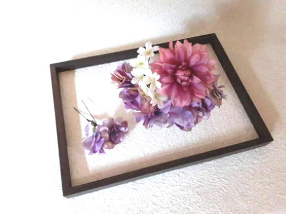 ポルテダリアとラベンダー紫陽花の髪飾り 3枚目の画像