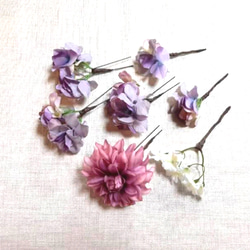 ポルテダリアとラベンダー紫陽花の髪飾り 5枚目の画像