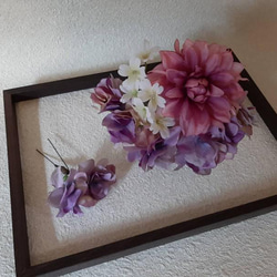 ポルテダリアとラベンダー紫陽花の髪飾り 2枚目の画像