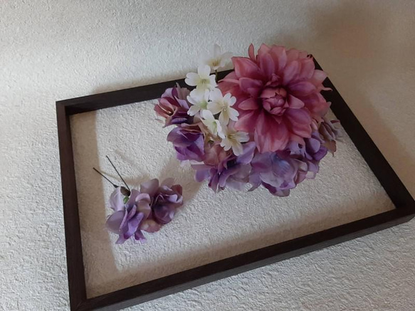 ポルテダリアとラベンダー紫陽花の髪飾り 2枚目の画像