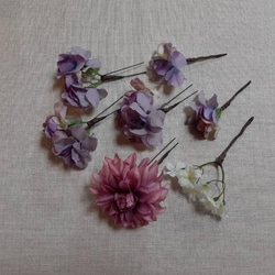 ポルテダリアとラベンダー紫陽花の髪飾り 4枚目の画像