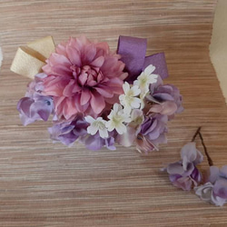 ポルテダリアとラベンダー紫陽花の髪飾り 8枚目の画像