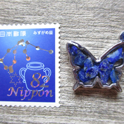 ◇3225再販７ ラピスラズリの青い蝶　ピンバッジ 5枚目の画像