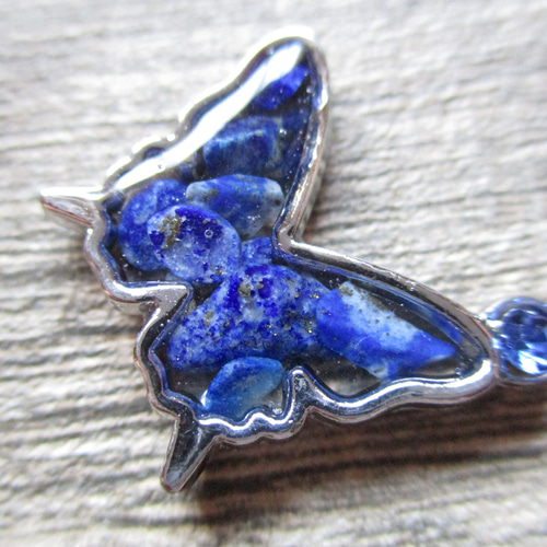 ◇3225再販9 ラピスラズリの青い蝶 ピンバッジ ※シルバー ピンバッチ