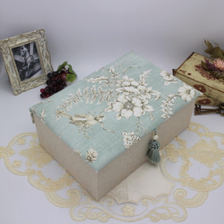 【受注制作】フランス製 トワルドジュイ　２段ツールボックス / 裁縫箱 （花と小鳥のリフレイン / ブルー） 9枚目の画像