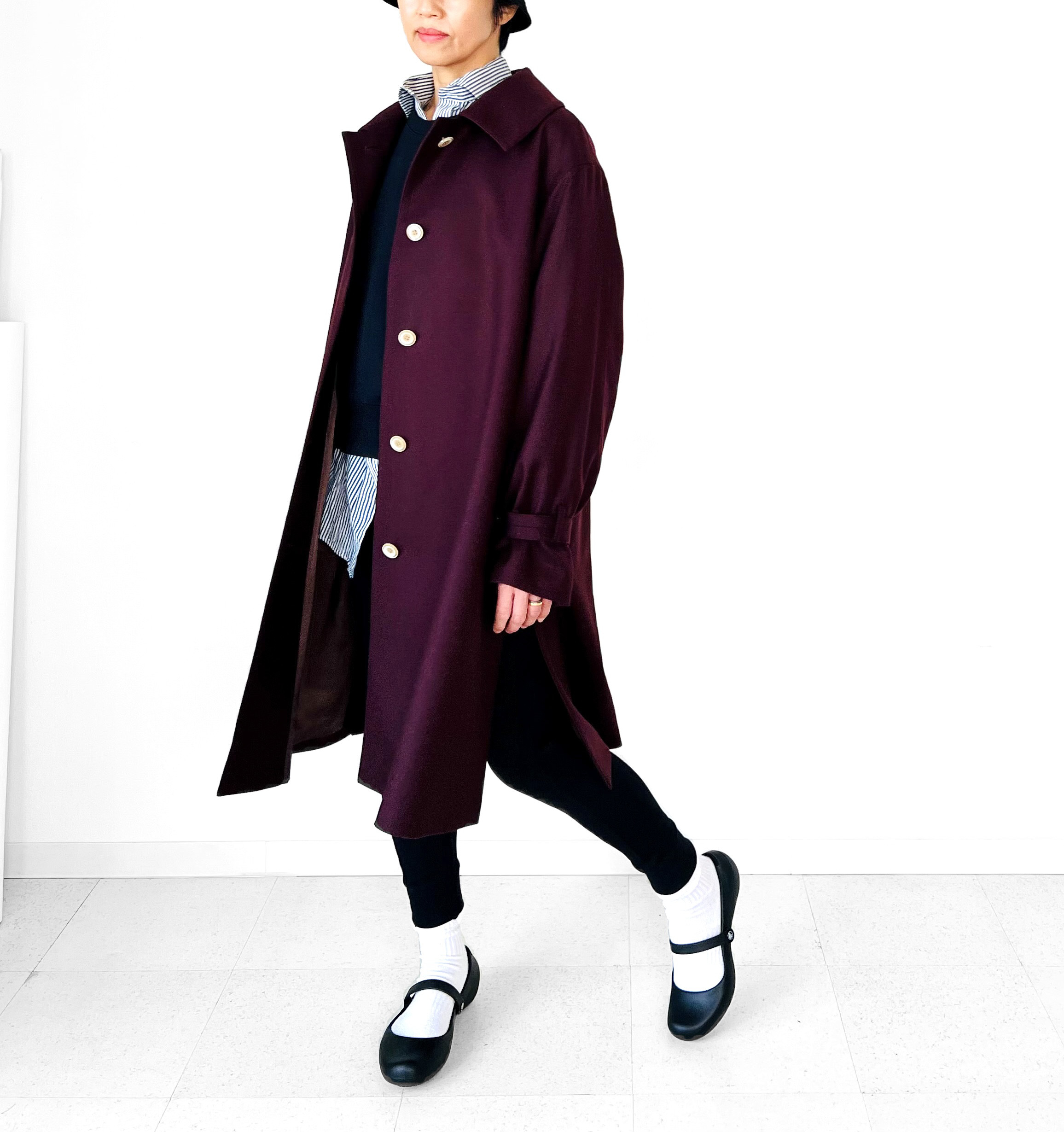 レディス【ladies】 最上質カシミヤ混ストレッチフラノ素材使用　ミドル丈　ドロップショルダーサイドスリット　コート 94,700円