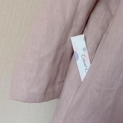 羽織 ロング コーディガン　スプリングコート　衿２Way！ リネン100% 桜ピンク 9枚目の画像