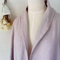 羽織 ロング コーディガン　スプリングコート　衿２Way！ リネン100% 桜ピンク 8枚目の画像