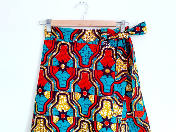 アフリカ布巻きスカート (ひざ丈) 4枚目の画像