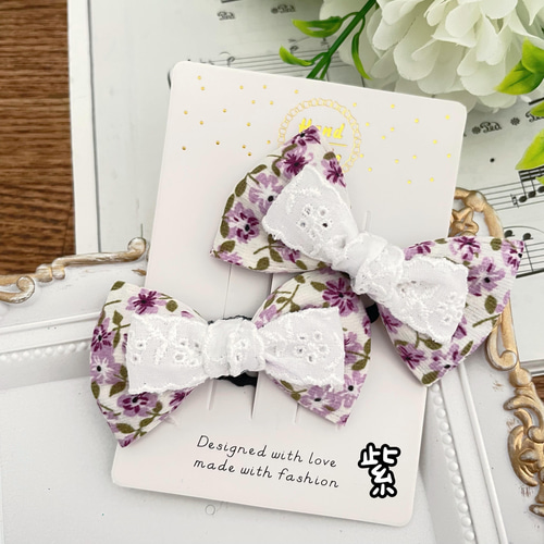 確認 ヘアゴム ヘアリボン ツイン 1255 naturalflower 花柄 確認