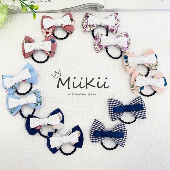 ハンドメイド　リボン作品 デザインC キンブレリボン ♡ネイビー♡ センターパーツ