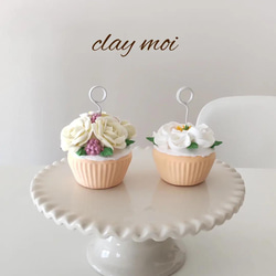 春のクレイ・フラワーカップケーキ(3個セット) 4枚目の画像