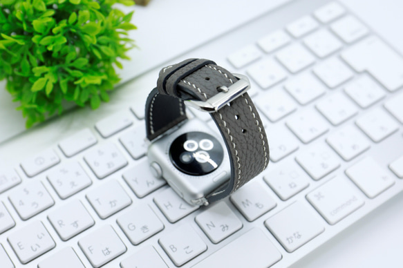 【新作】高級革使用Apple Watch トゴ　レザーベルト　レザーバンド　時計バンド D92 高級金具付け 3枚目の画像