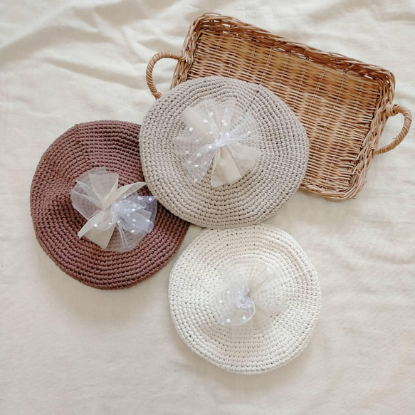 コットン糸のチュールベレー帽＊オーダーページ 帽子(ベビー・キッズ  