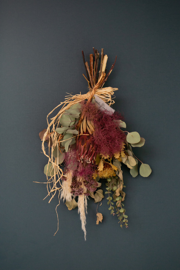 送料無料》流木を使ったワイルドドライフラワースワッグ・贈り物・お  