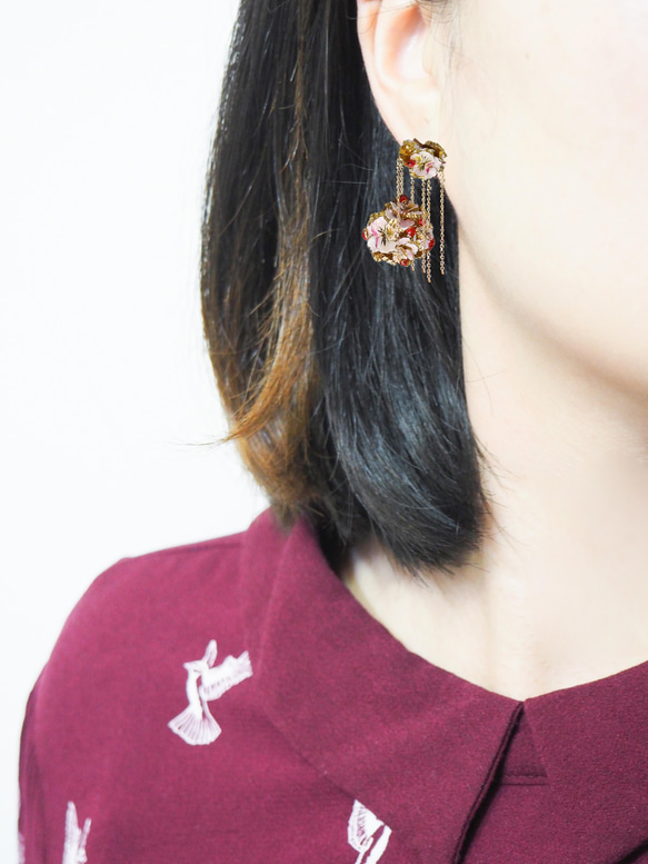 琺瑯三色堇耳環與可愛迷你瓢蟲 接單製作/預購 第2張的照片