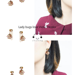 琺瑯三色堇耳環與可愛迷你瓢蟲 接單製作/預購 第3張的照片