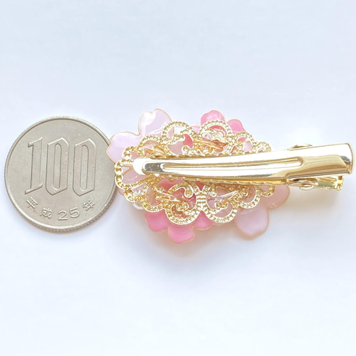 二色の桜のヘアクリップ【桜ハンドメイド2022】ピンク 春色 ヘア