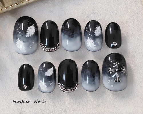 天使の白昼夢 〜 ネイルチップ 天使 ゴシック 十字架 羽 〜 ネイル