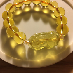 【内径16cm】黄水晶ヒキュウ　シトリン　ブレスレット 1枚目の画像