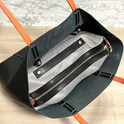 イタリアンレザー　トートバッグ　牛革　本革　メンズ　レディース　バッグ　ブラック ビジネス カジュアル　バッグインバッグ 9枚目の画像
