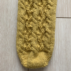 毛糸の手編み靴下(サフラン色)＊あったか模様編み＊ルームソックス 3枚目の画像