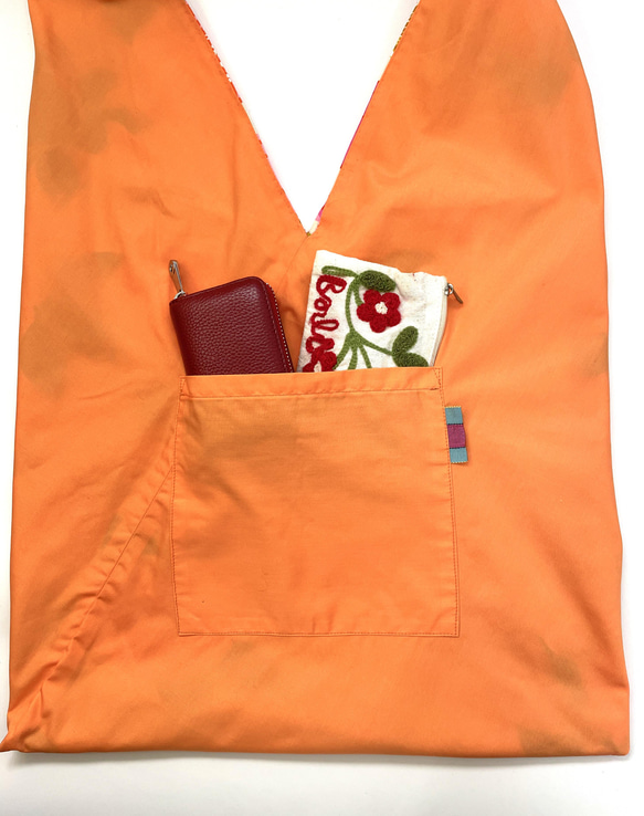 ［再販］musubino bag  花と蝶　<あずま袋>◆ポケット付き 9枚目の画像