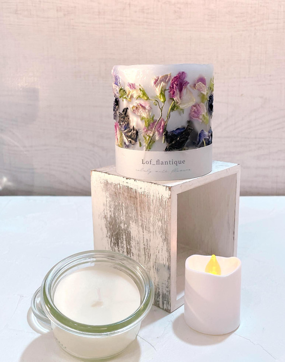 Botanical flower candle(スイートピー) LEDティーライトキャンドル付き 2枚目の画像