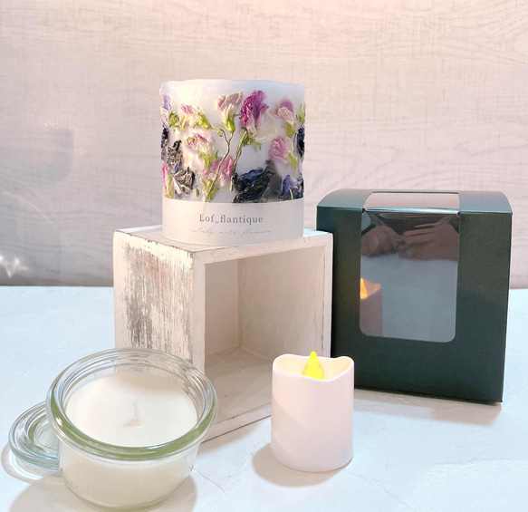 Botanical flower candle(スイートピー) LEDティーライトキャンドル付き 5枚目の画像