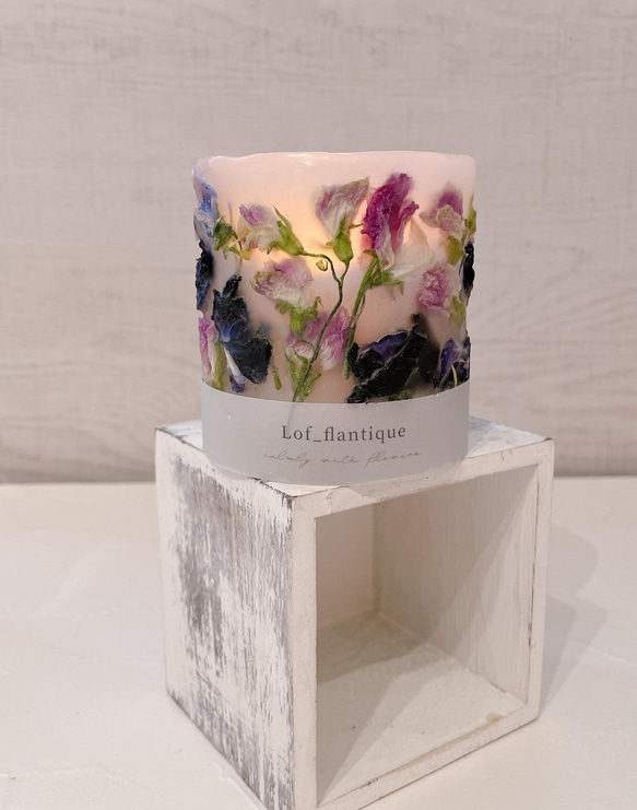 Botanical flower candle(スイートピー) LEDティーライトキャンドル付き 4枚目の画像