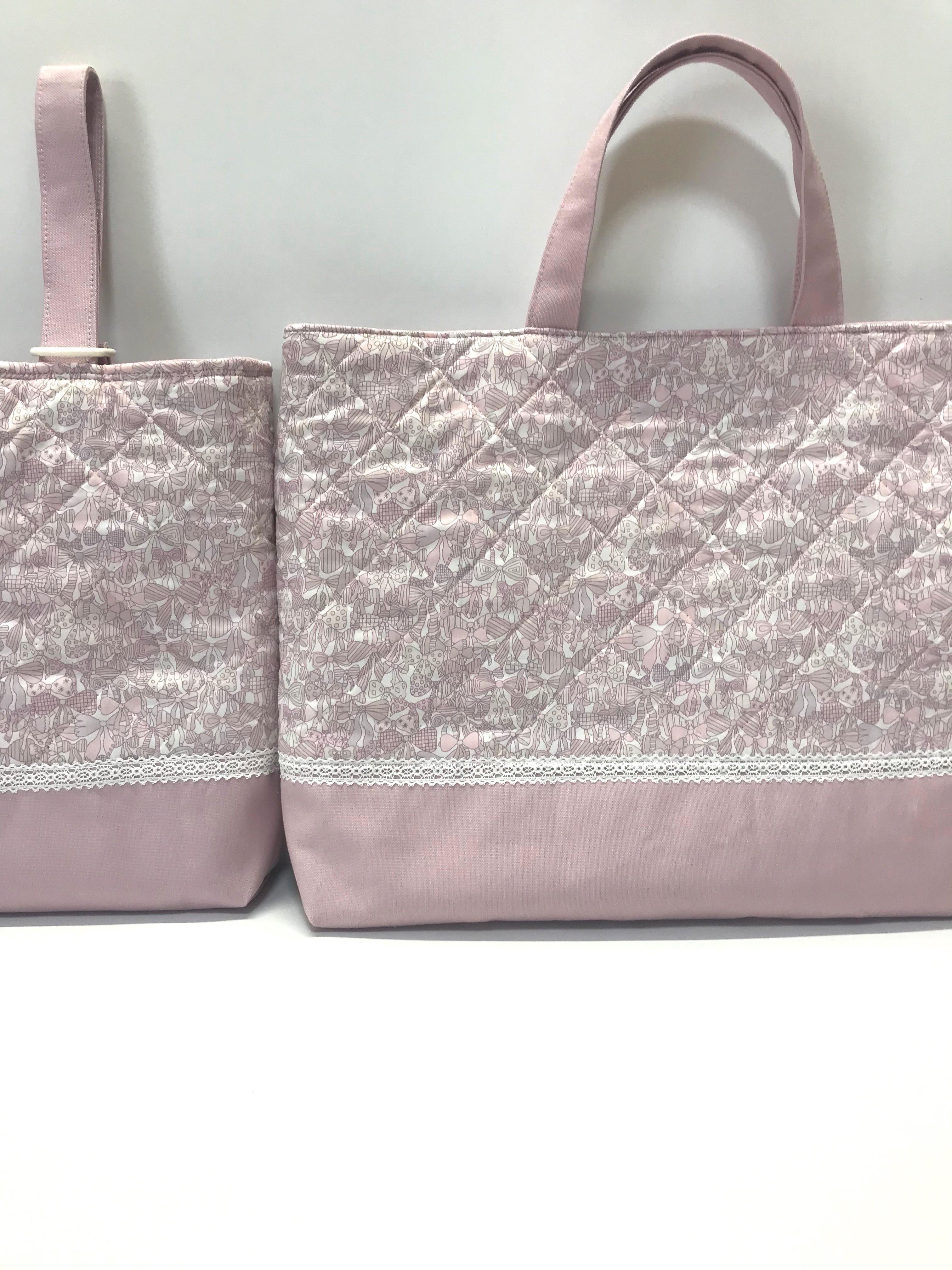 ハンドメイド すっぱ リバティ レッスンバッグ ラベンダーピンク系