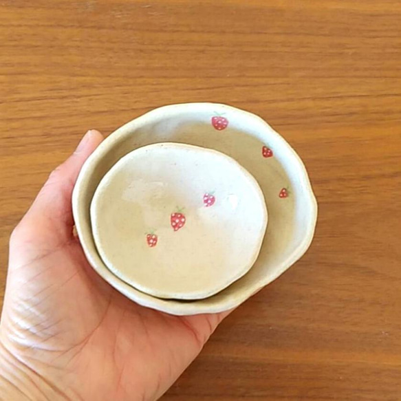 《デザイン色々！》陶の豆皿・小鉢(大)【山武市のイチゴ】 15枚目の画像
