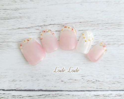 春ネイル ドライフラワー ピンク ネイルチップ（つけ爪） Lode Lode