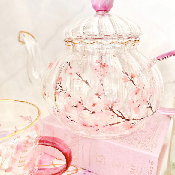 再販【名入れギフト】桜のティーポット＆カップ・ソーサー 8枚目の画像