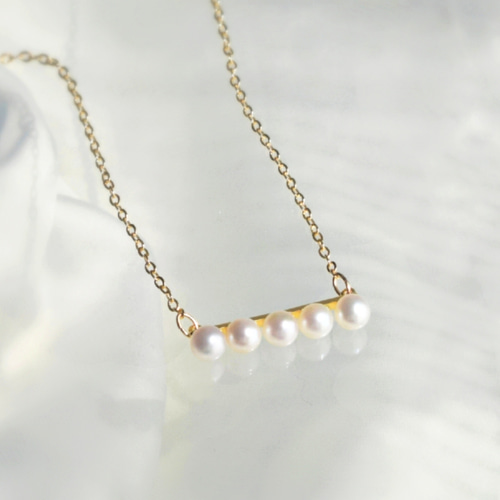 再販】5粒の淡水パールネックレス【14kgf/ステンレス】金属アレルギー